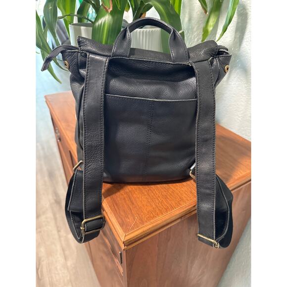 American Leather Co. Black Leather Backpack Purse - Picture 2 of 12